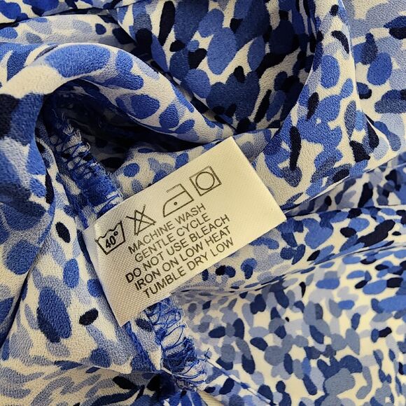 Violet & Claire Women Tunic Top Size 1X Tie Sleeve Lightweight Animal Print Blue - Picture 10 of 11